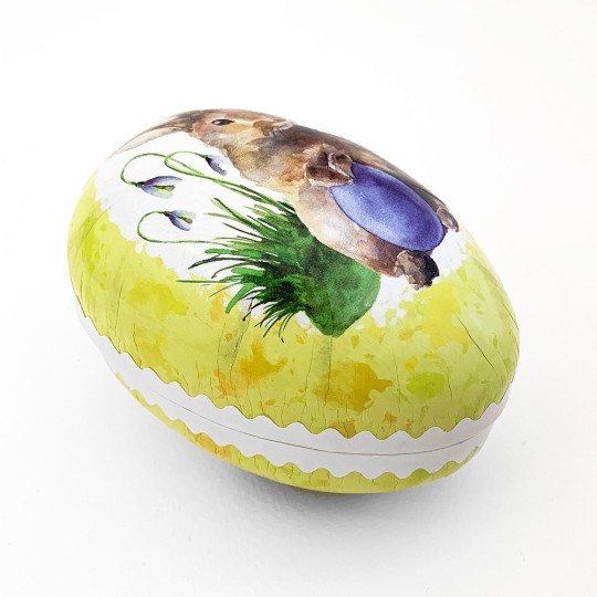 4-1/2" Yellow Bunny Papier Mache Easter Egg Container ~ Germany